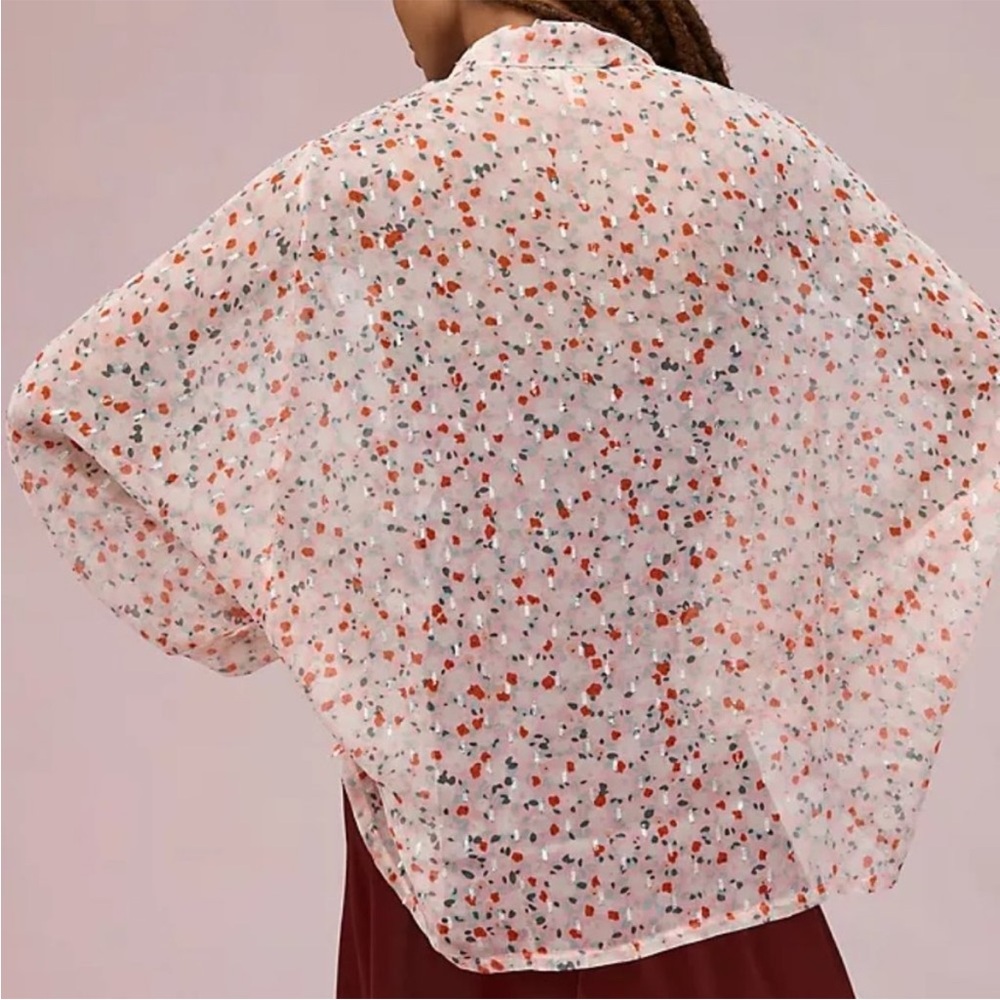 Anthropologie Pilcro Sheer Floral Tie Front Blouse OS NWT - Picture 4 of 11